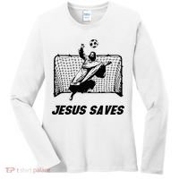 Jesus Saves Jesus Saved Soccer Goal Goalie Women's Long Sleeve Shirt thumb 0
