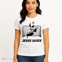 Jesus Saves Jesus Saved Soccer Goal Goalie Women's T-Shirt thumb 4