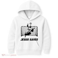 Jesus Saves Jesus Saved Soccer Goal Goalie Kids Hoodie thumb 0