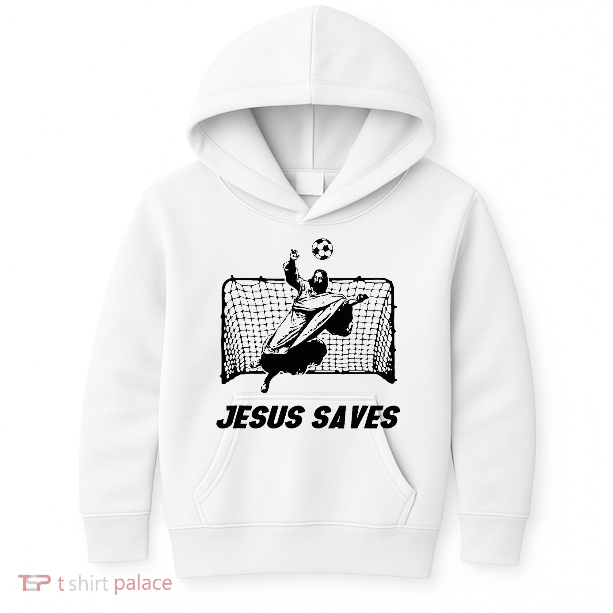 Jesus Saves Jesus Saved Soccer Goal Goalie Kids Hoodie