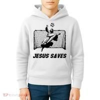 Jesus Saves Jesus Saved Soccer Goal Goalie Kids Hoodie thumb 4