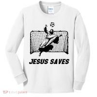 Jesus Saves Jesus Saved Soccer Goal Goalie Kids Long Sleeve Shirt thumb 0