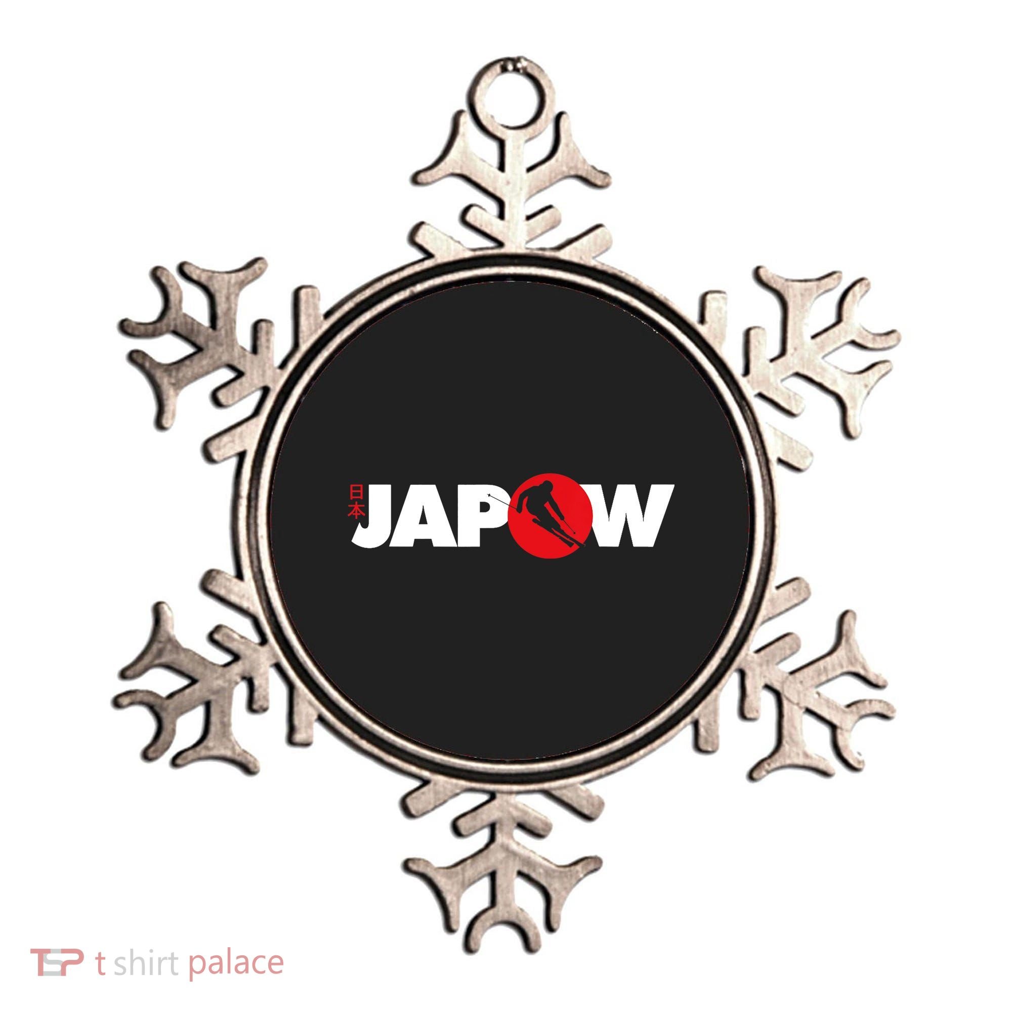 Japan Ski Japow Powder Skiing Japanese Flag Ornament