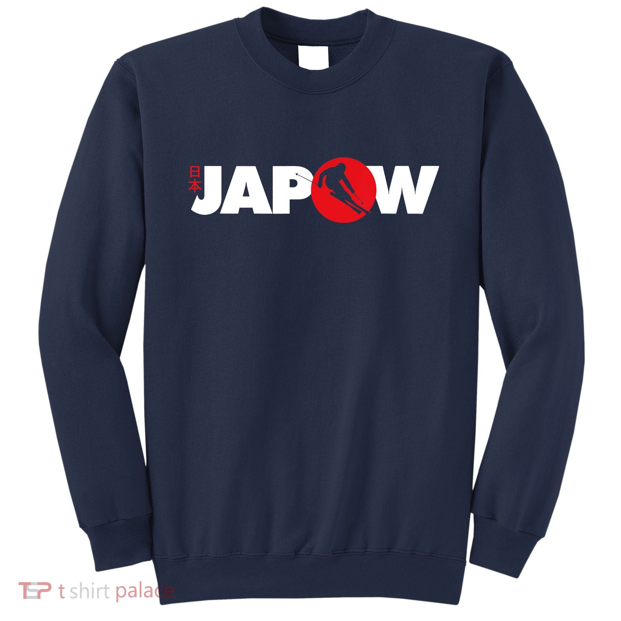 Japan Ski Japow Powder Skiing Japanese Flag Sweatshirt