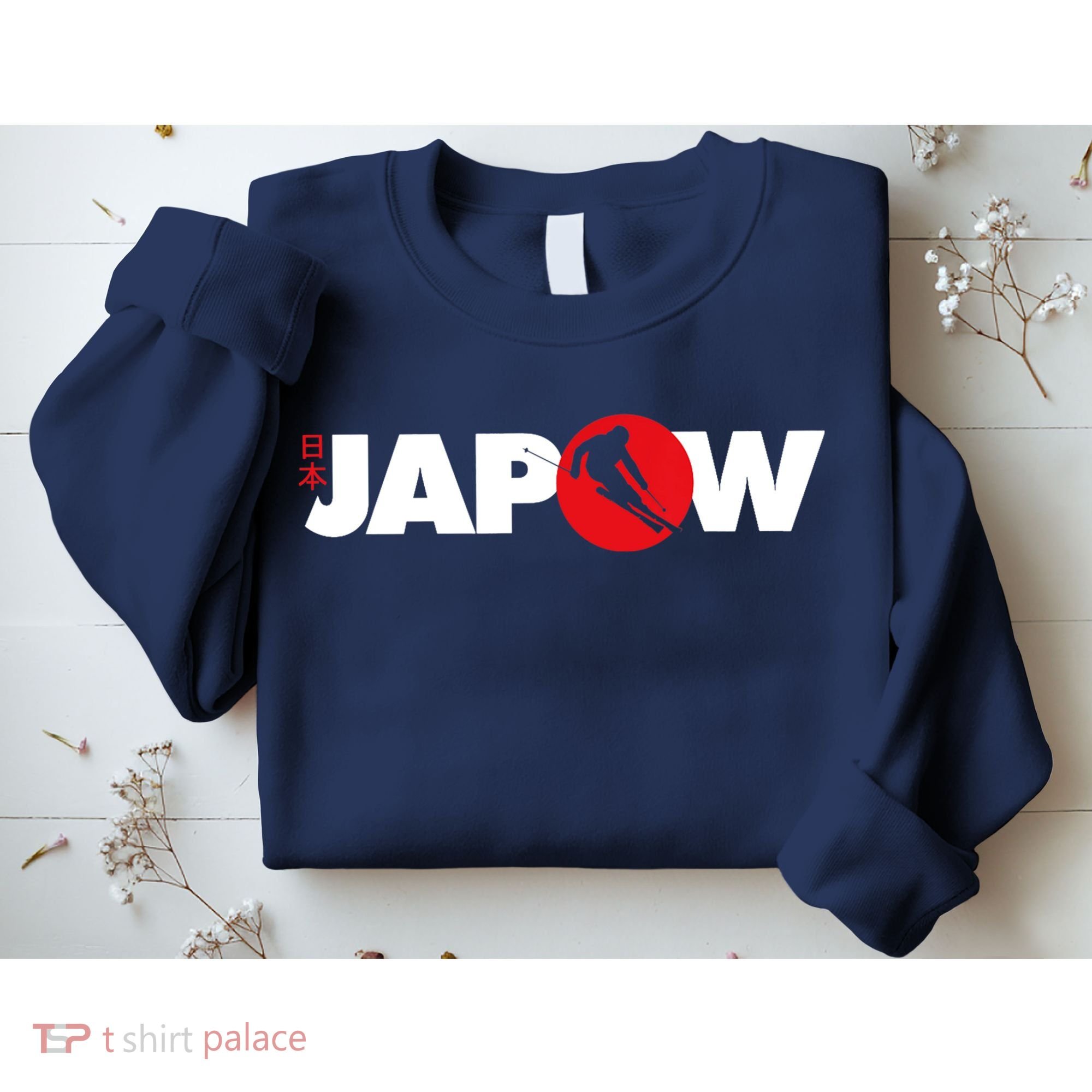 Japan Ski Japow Powder Skiing Japanese Flag Sweatshirt
