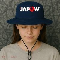Japan Ski Japow Powder Skiing Japanese Flag Bucket Hat thumb 3
