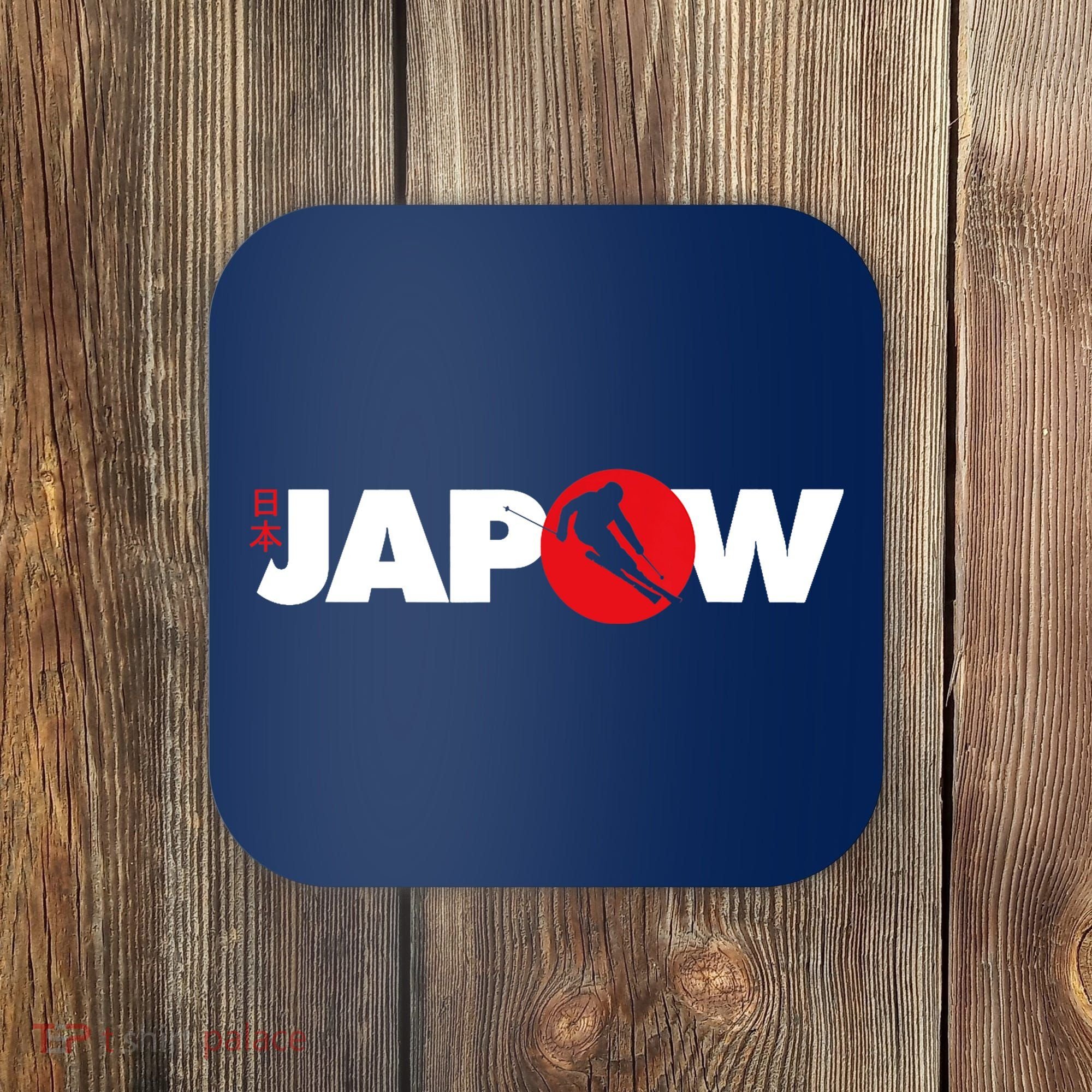 Japan Ski Japow Powder Skiing Japanese Flag Coaster