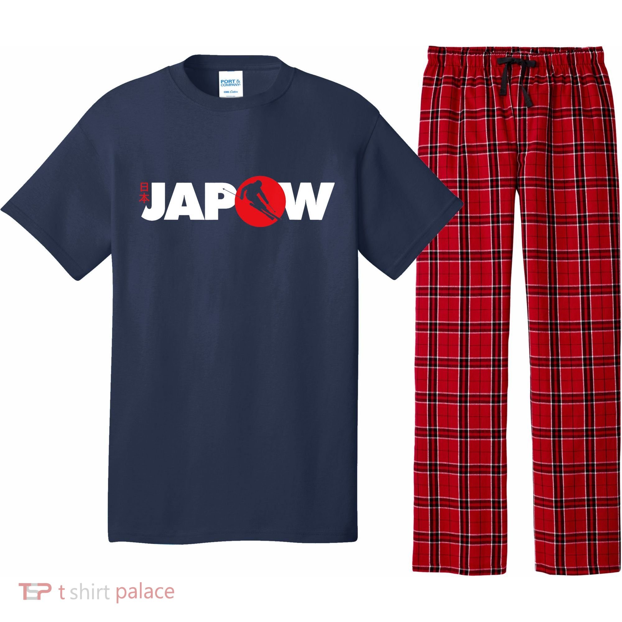 Japan Ski Japow Powder Skiing Japanese Flag Pajama Set