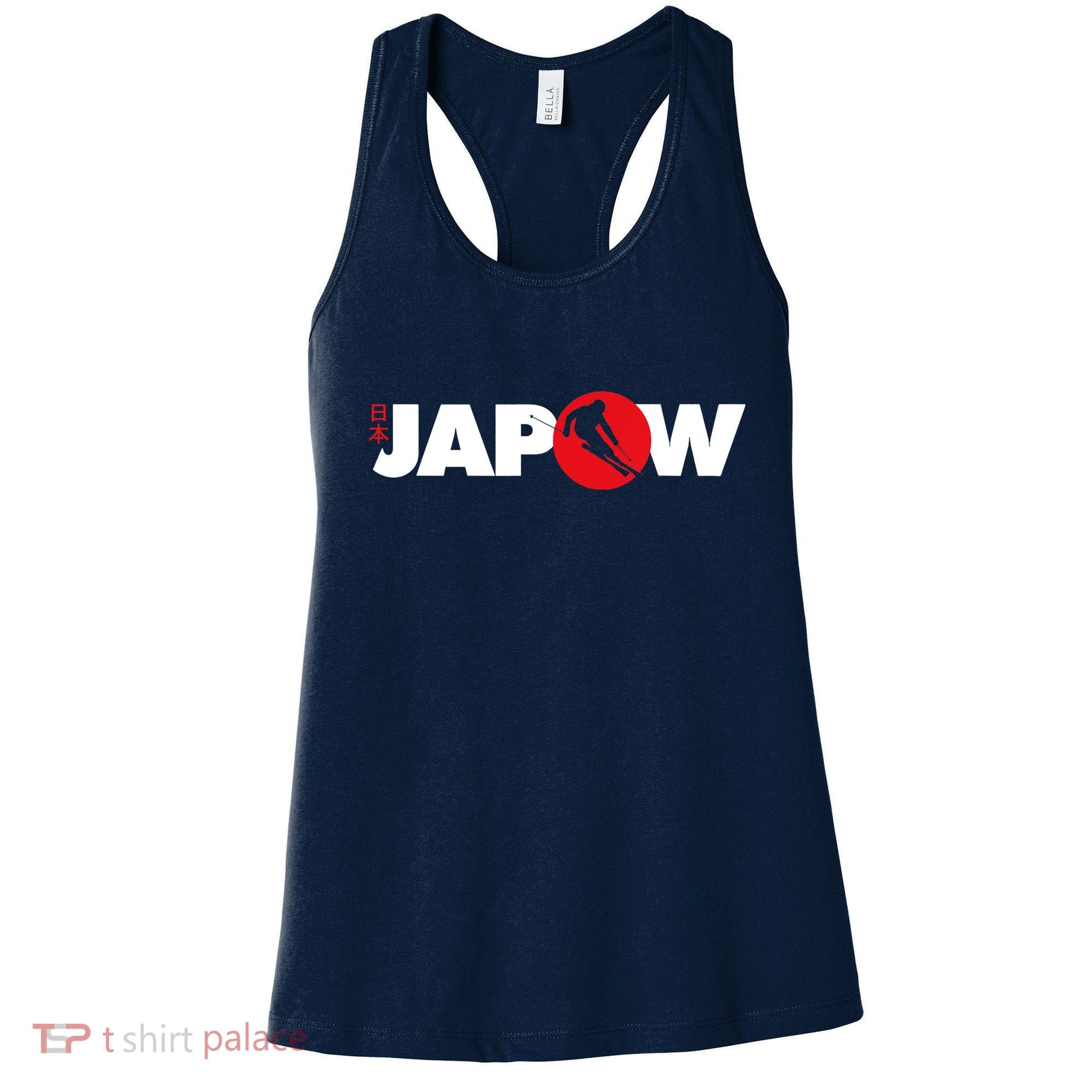 Japan Ski Japow Powder Skiing Japanese Flag Women's Tank Top