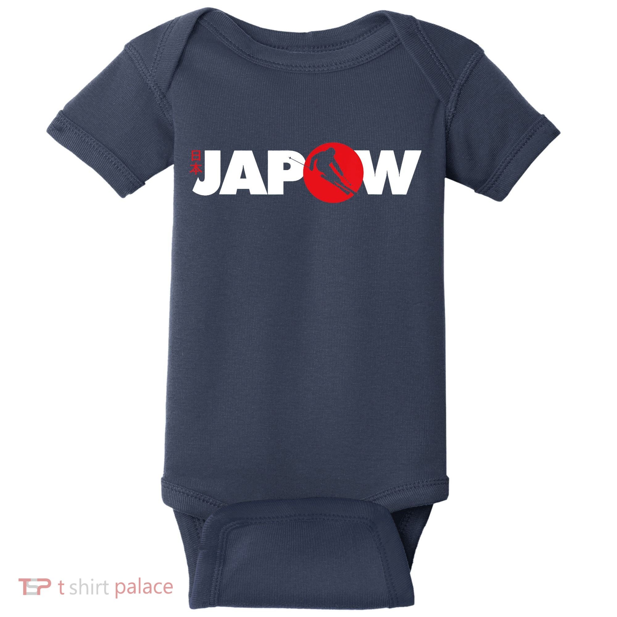 Japan Ski Japow Powder Skiing Japanese Flag Baby Bodysuit
