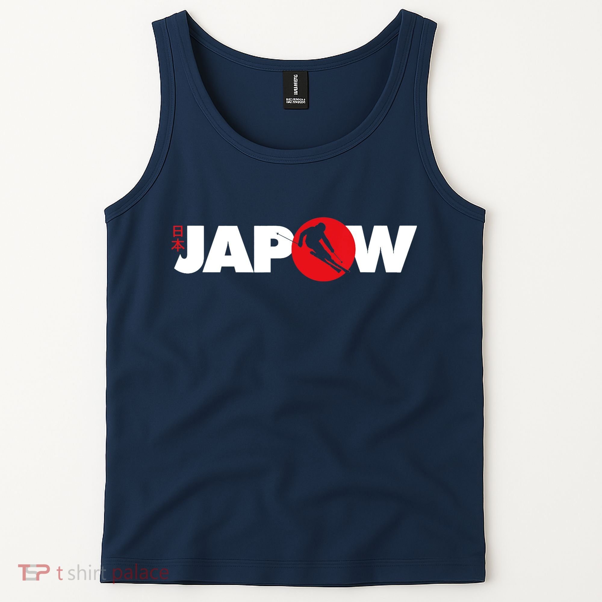 Japan Ski Japow Powder Skiing Japanese Flag Tank Top