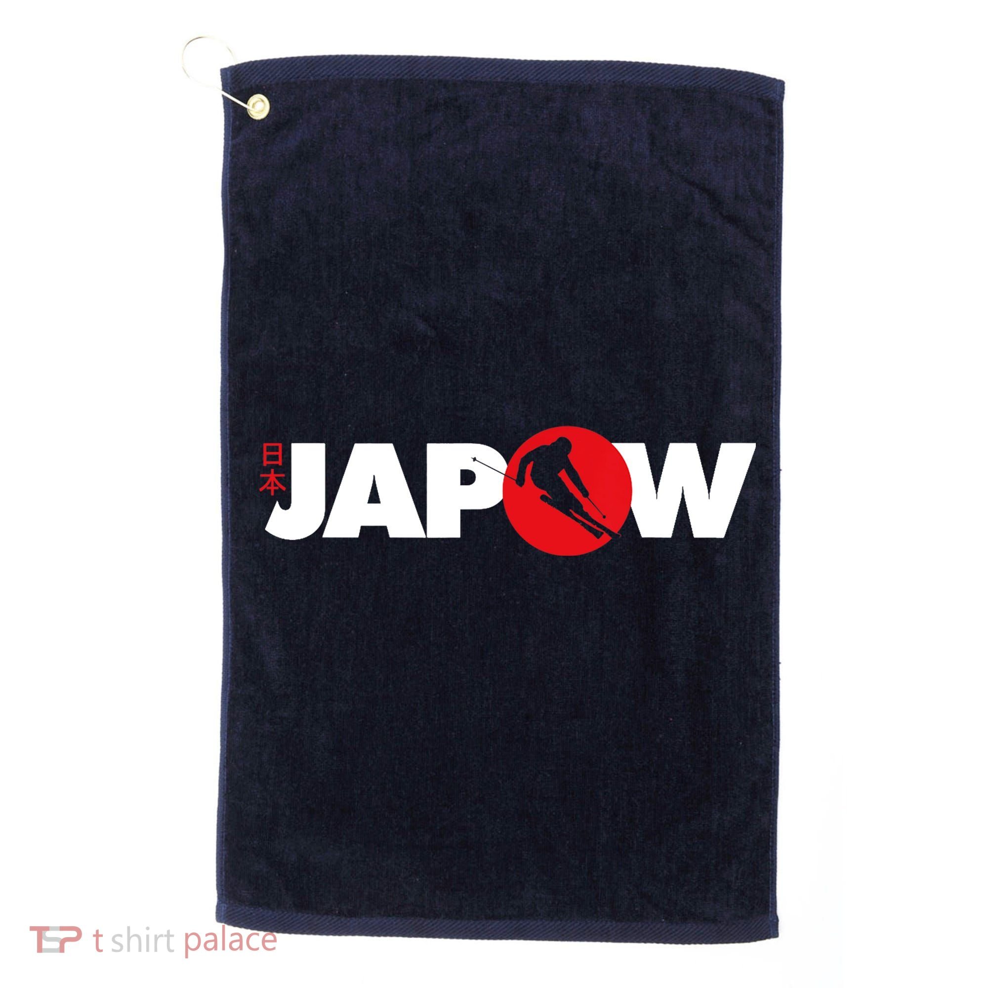 Japan Ski Japow Powder Skiing Japanese Flag Golf Towel