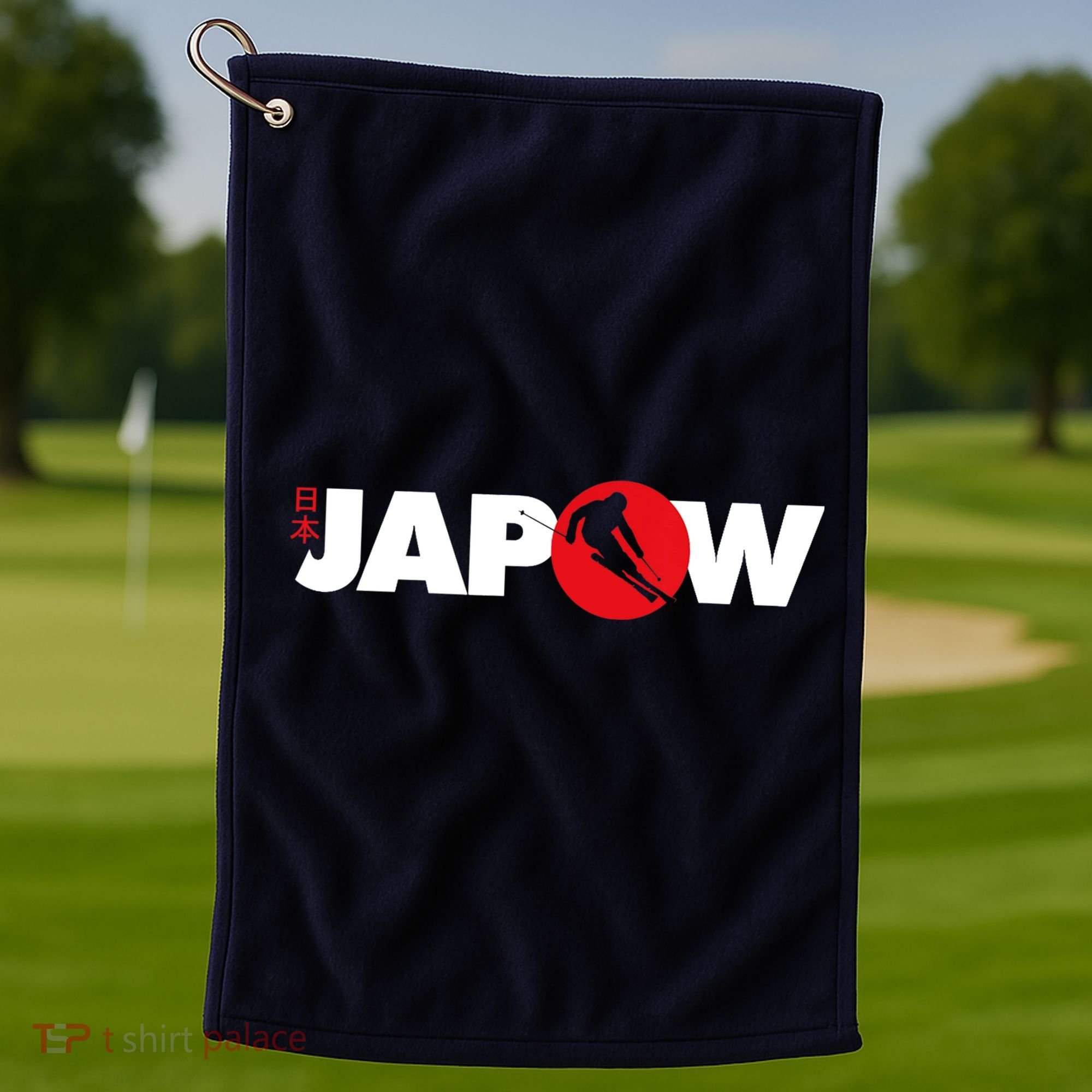 Japan Ski Japow Powder Skiing Japanese Flag Golf Towel