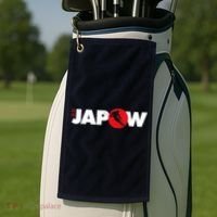 Japan Ski Japow Powder Skiing Japanese Flag Golf Towel thumb 2