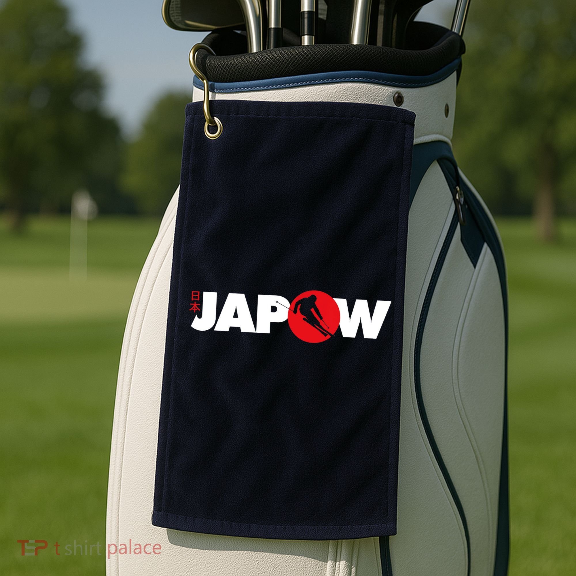 Japan Ski Japow Powder Skiing Japanese Flag Golf Towel