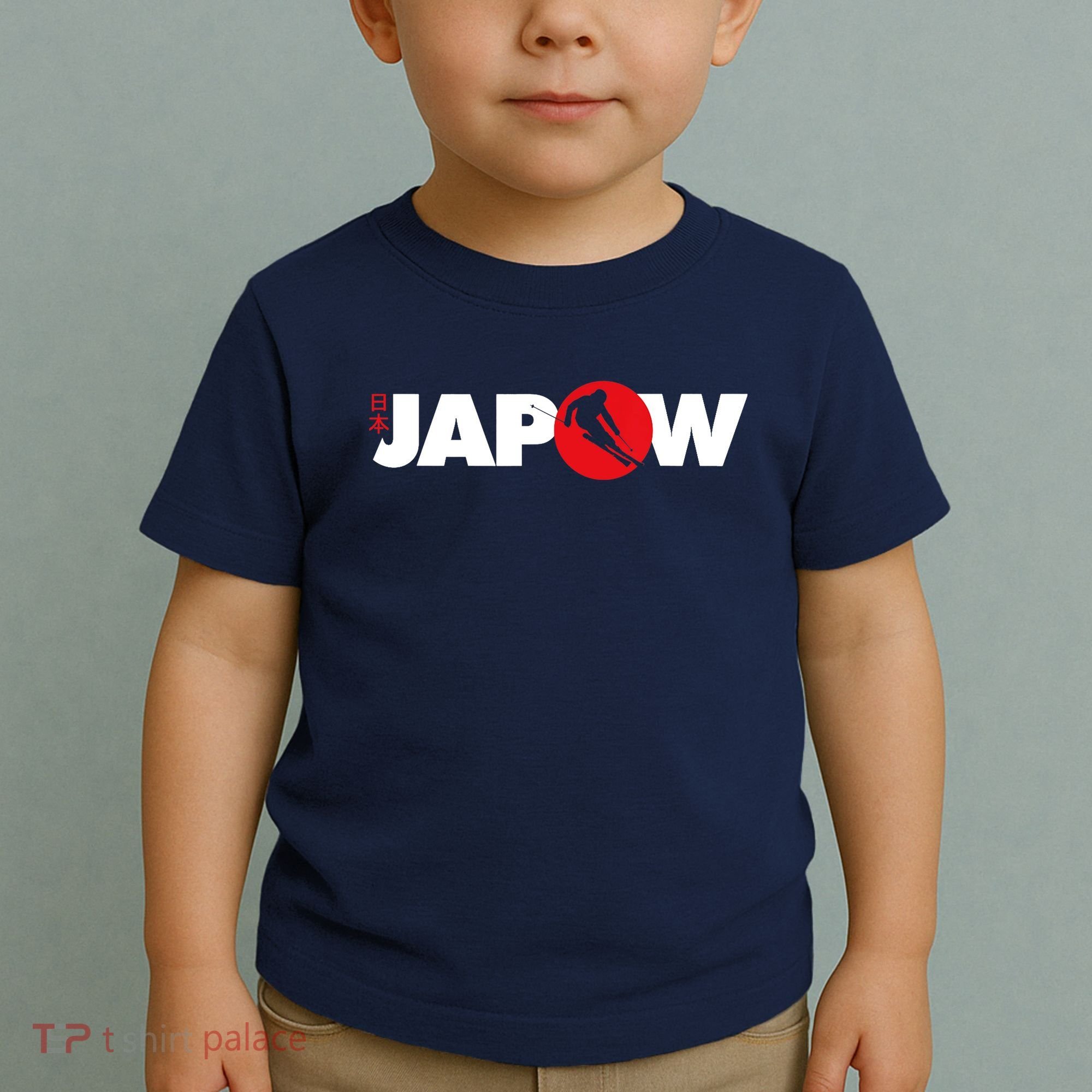 Japan Ski Japow Powder Skiing Japanese Flag Toddler T-Shirt