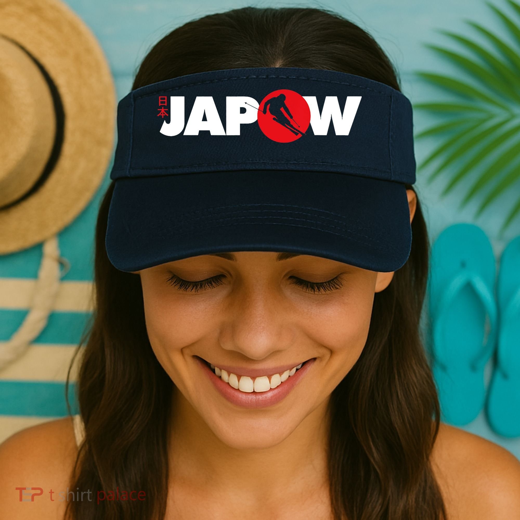 Japan Ski Japow Powder Skiing Japanese Flag Visor