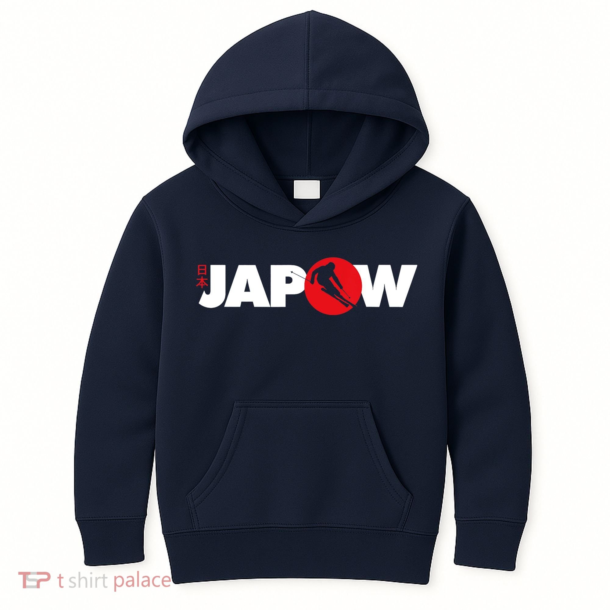 Japan Ski Japow Powder Skiing Japanese Flag Kids Hoodie