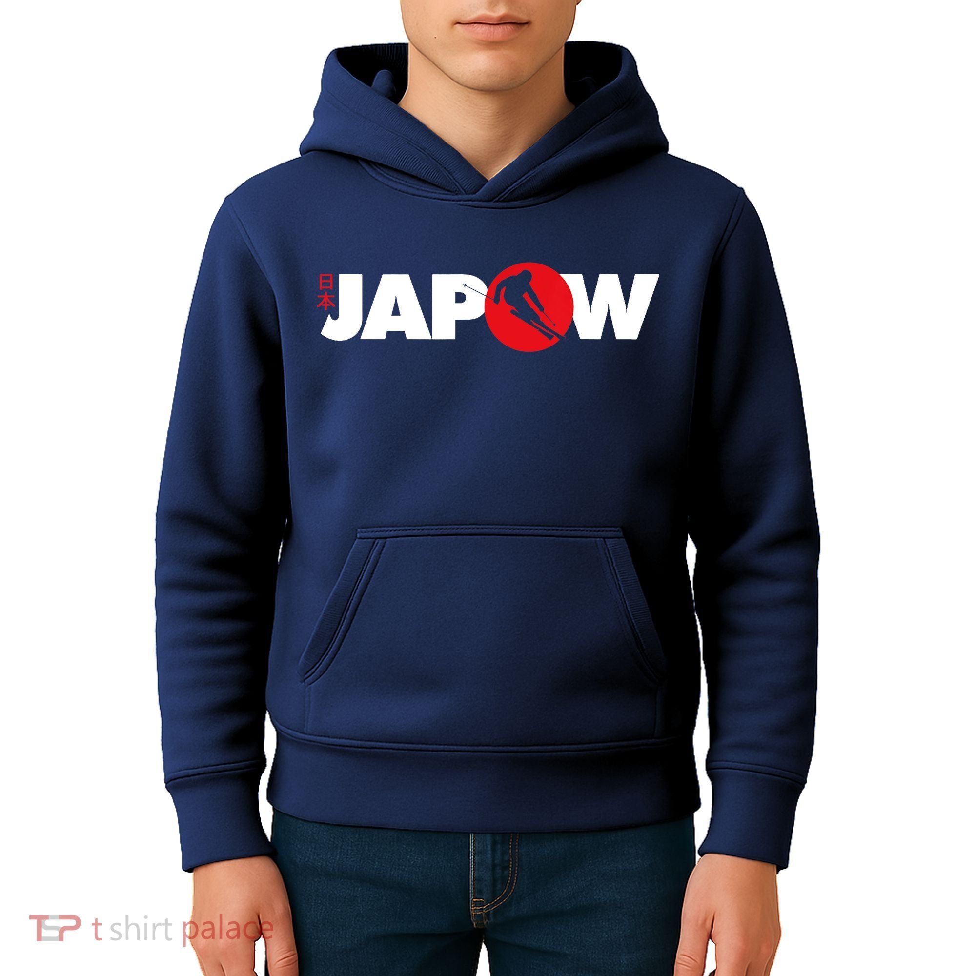 Japan Ski Japow Powder Skiing Japanese Flag Kids Hoodie