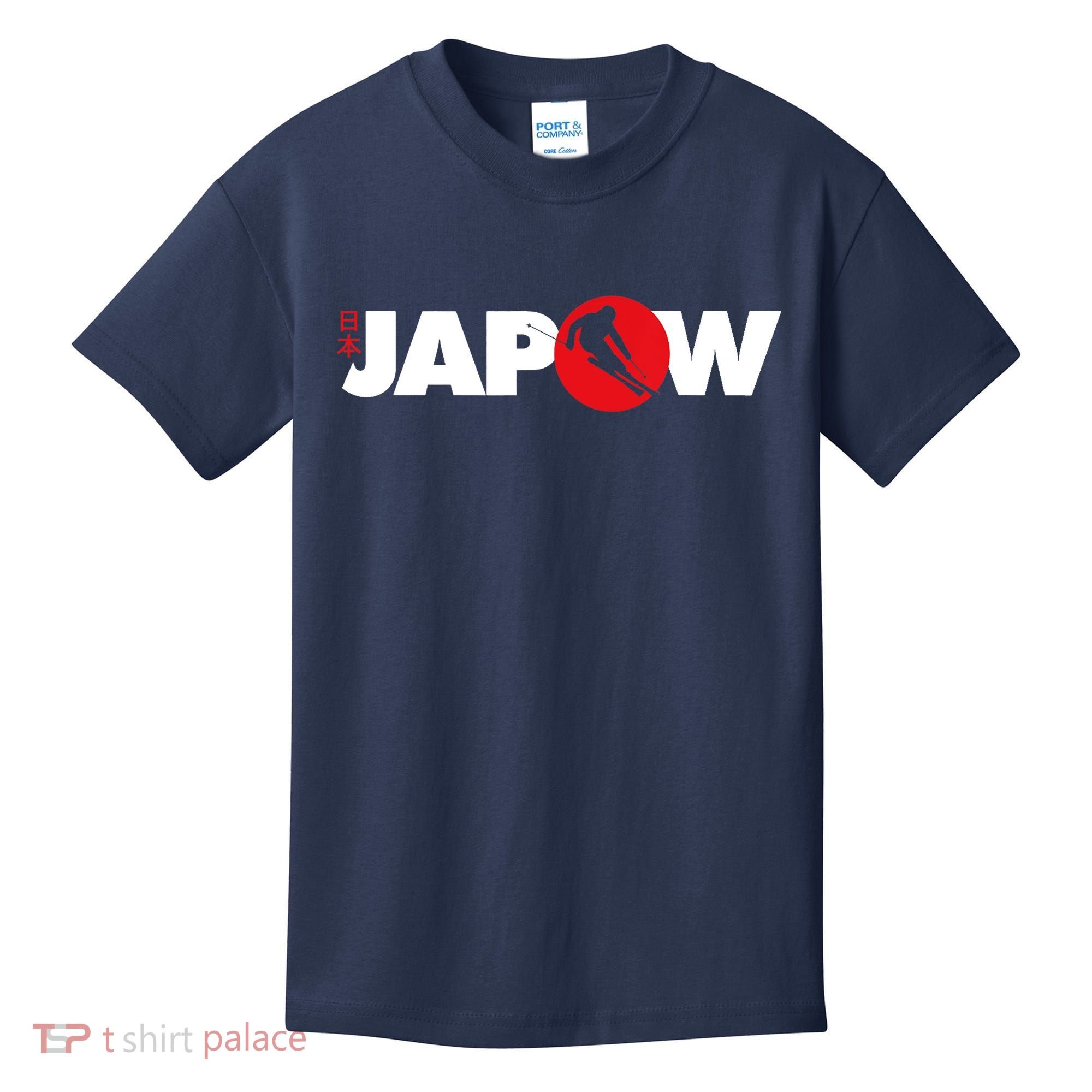 Japan Ski Japow Powder Skiing Japanese Flag Kids T-Shirt