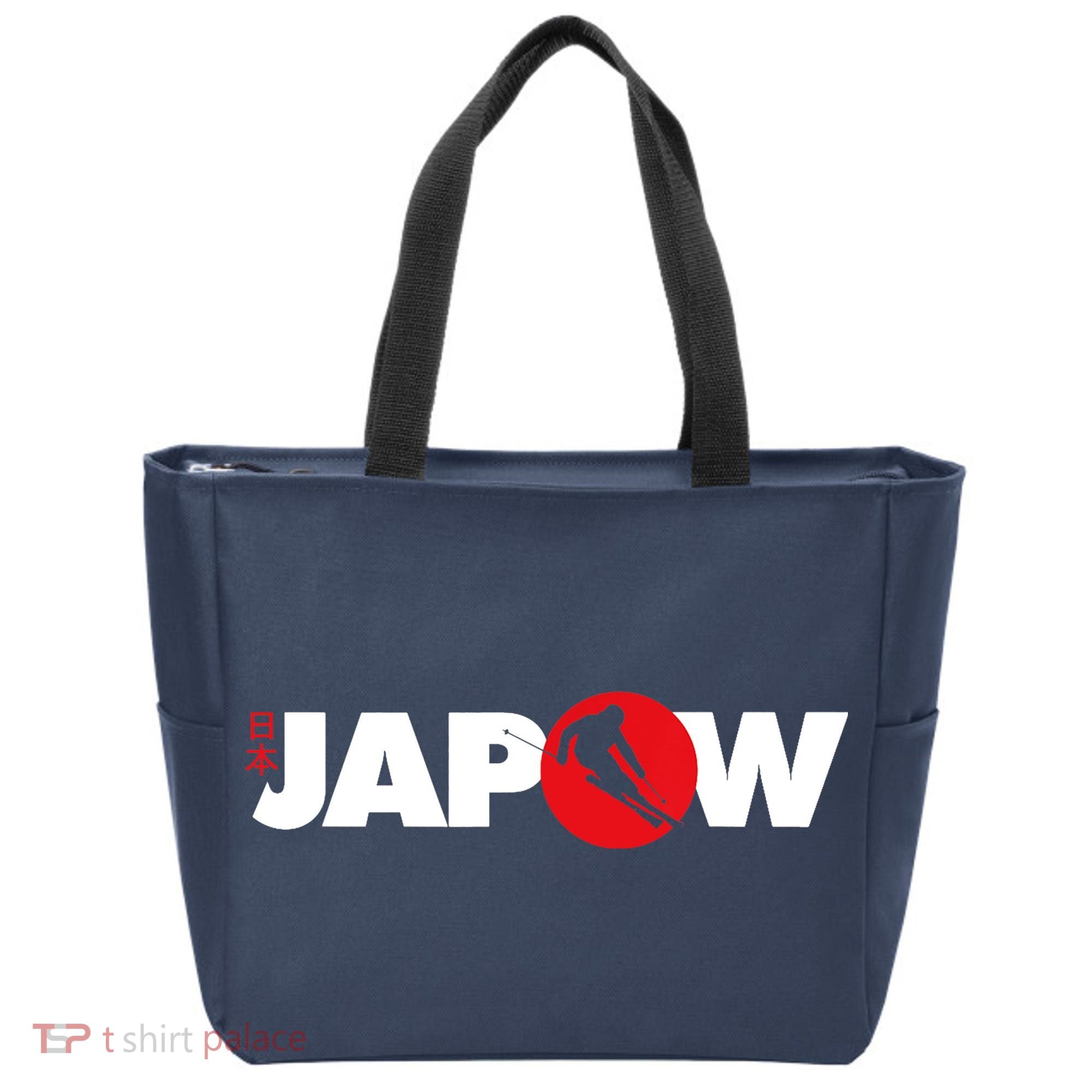 Japan Ski Japow Powder Skiing Japanese Flag Tote Bag