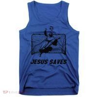 Jesus Saves Jesus Saved Soccer Goal Goalie Tank Top thumb 0