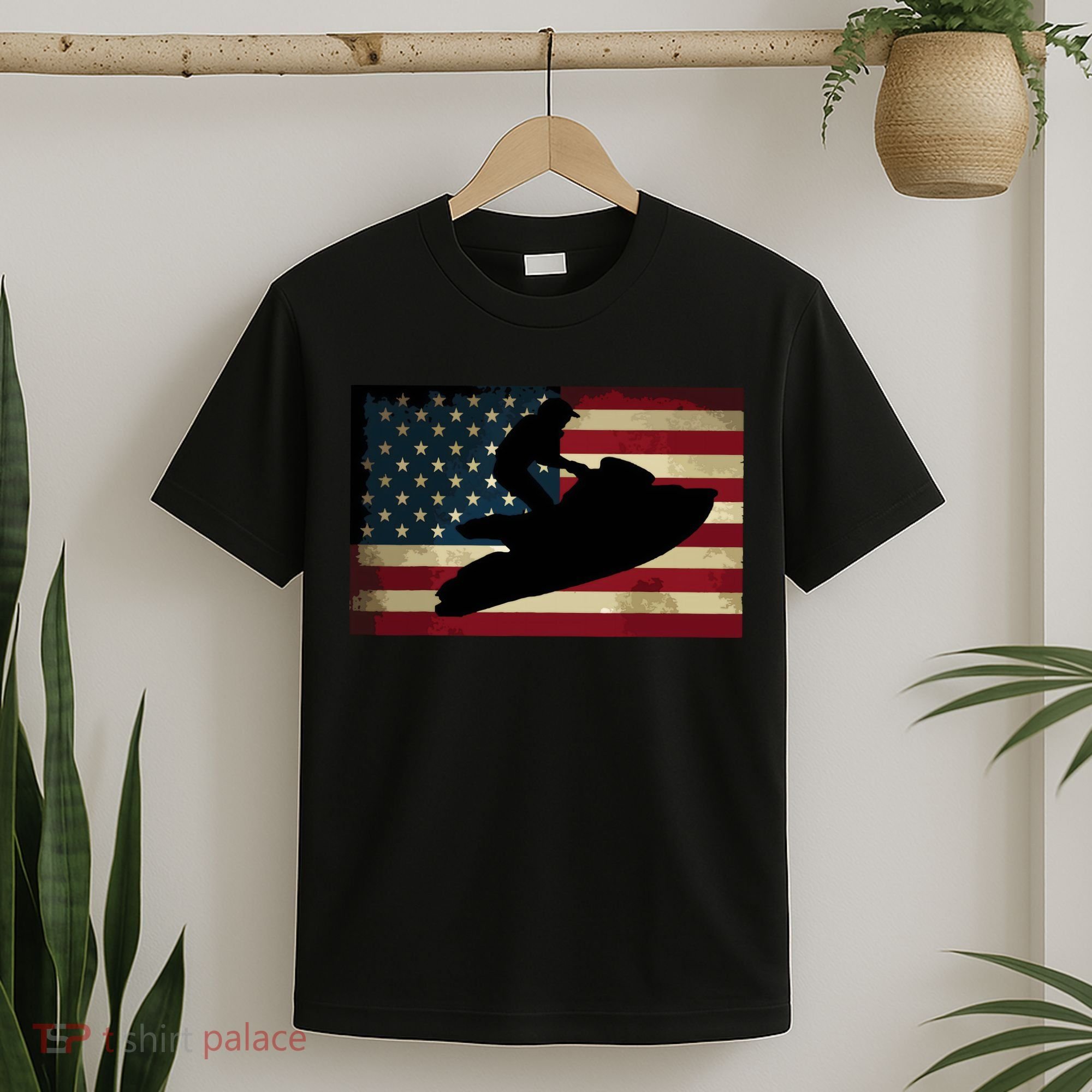 Jet Ski Jet Skier Tee Jet Skiing USA Flag T-Shirt
