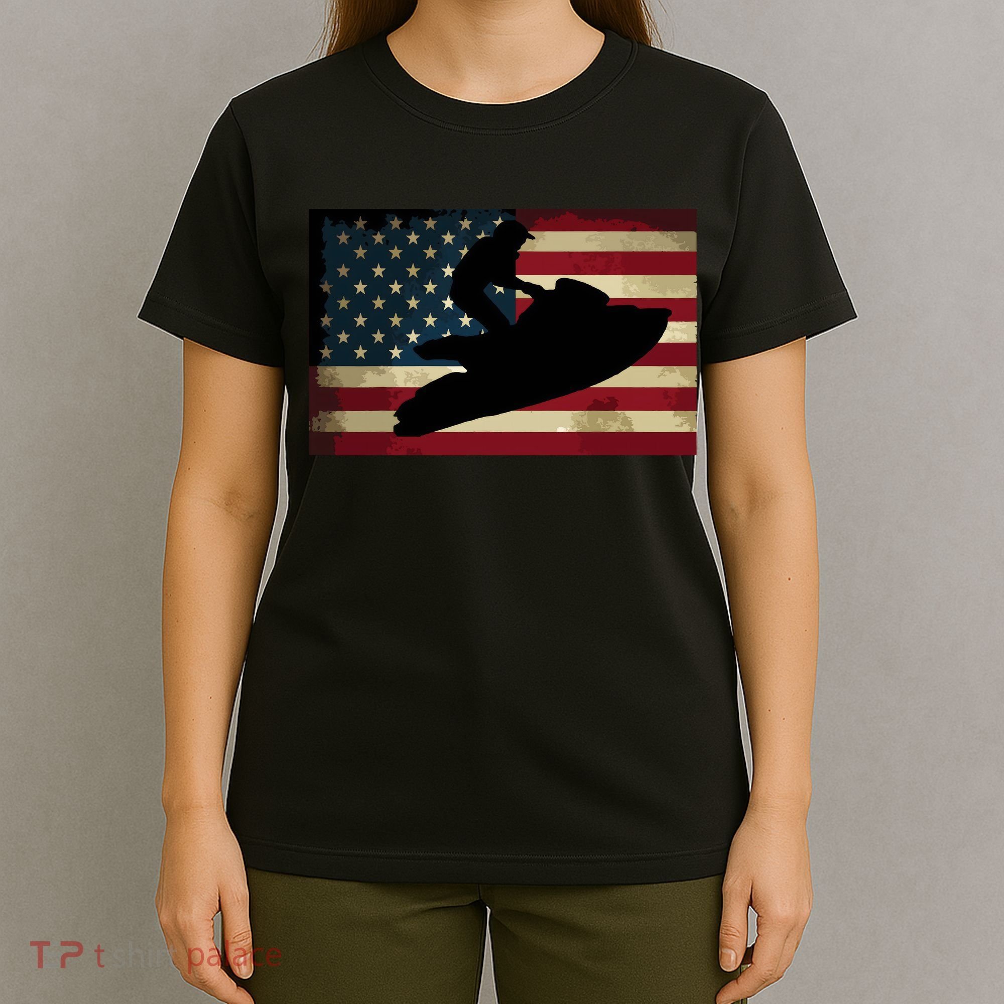 Jet Ski Jet Skier Tee Jet Skiing USA Flag T-Shirt