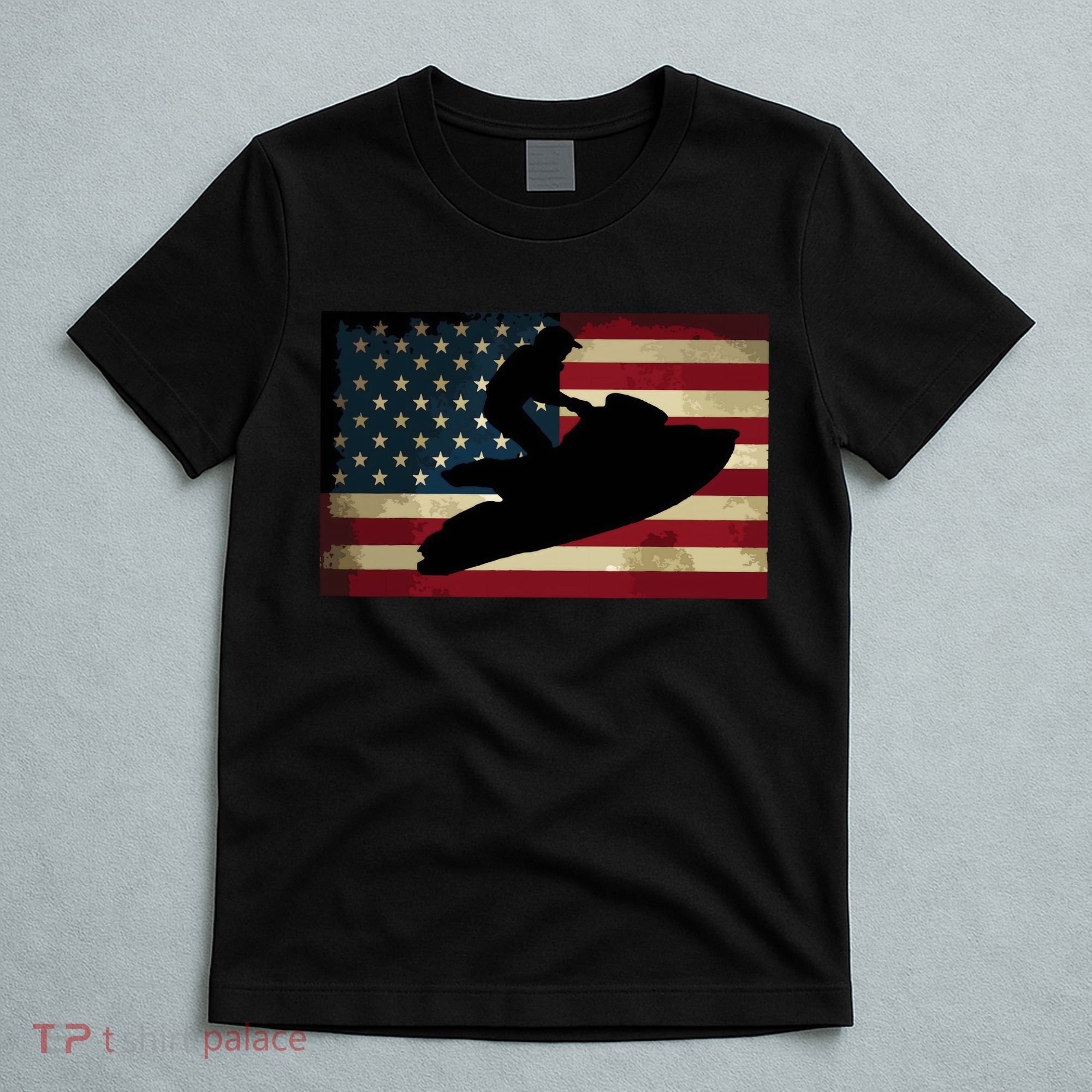 Jet Ski Jet Skier Tee Jet Skiing USA Flag T-Shirt