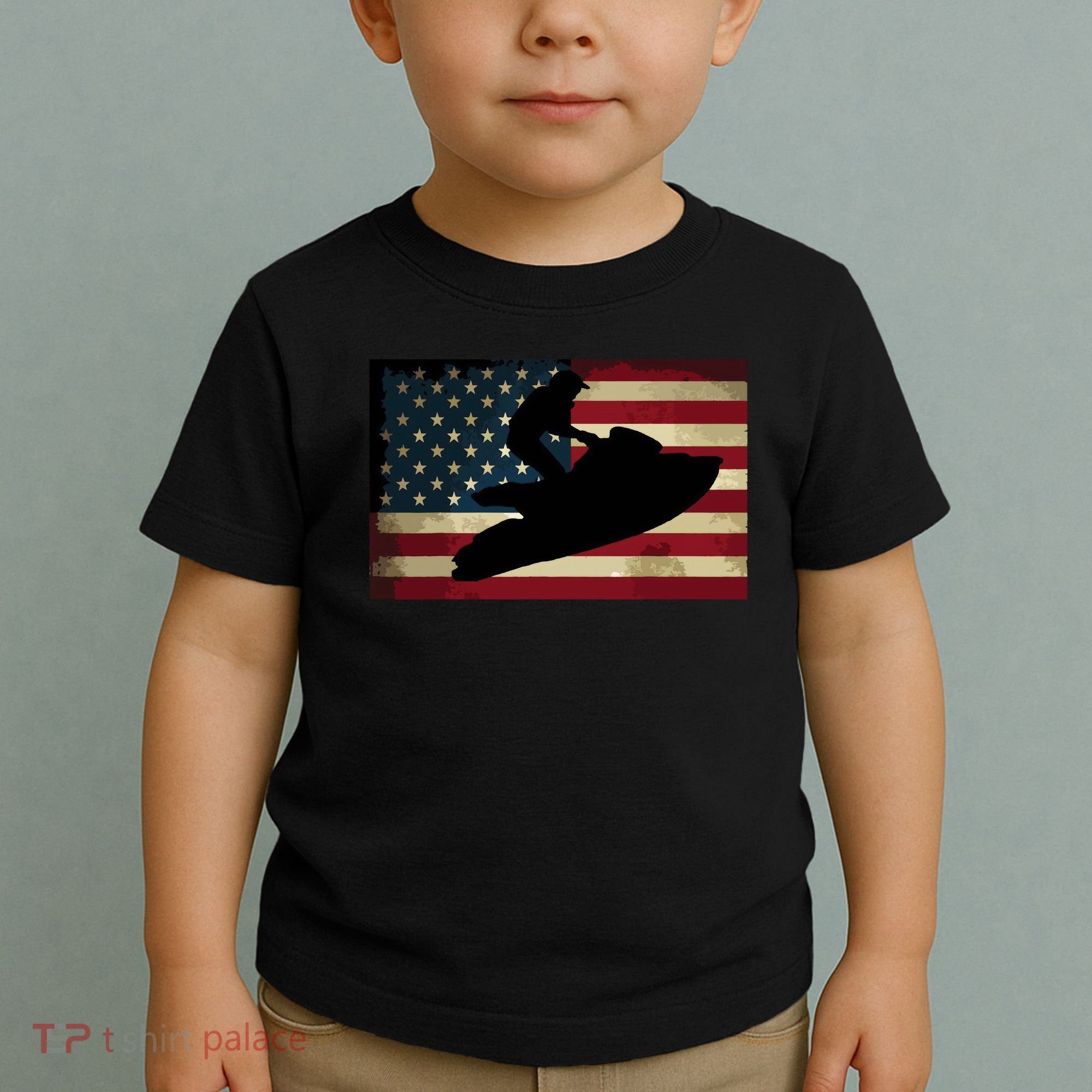 Jet Ski Jet Skier Tee Jet Skiing USA Flag Toddler T-Shirt