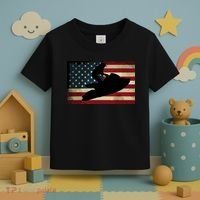 Jet Ski Jet Skier Tee Jet Skiing USA Flag Toddler T-Shirt thumb 3