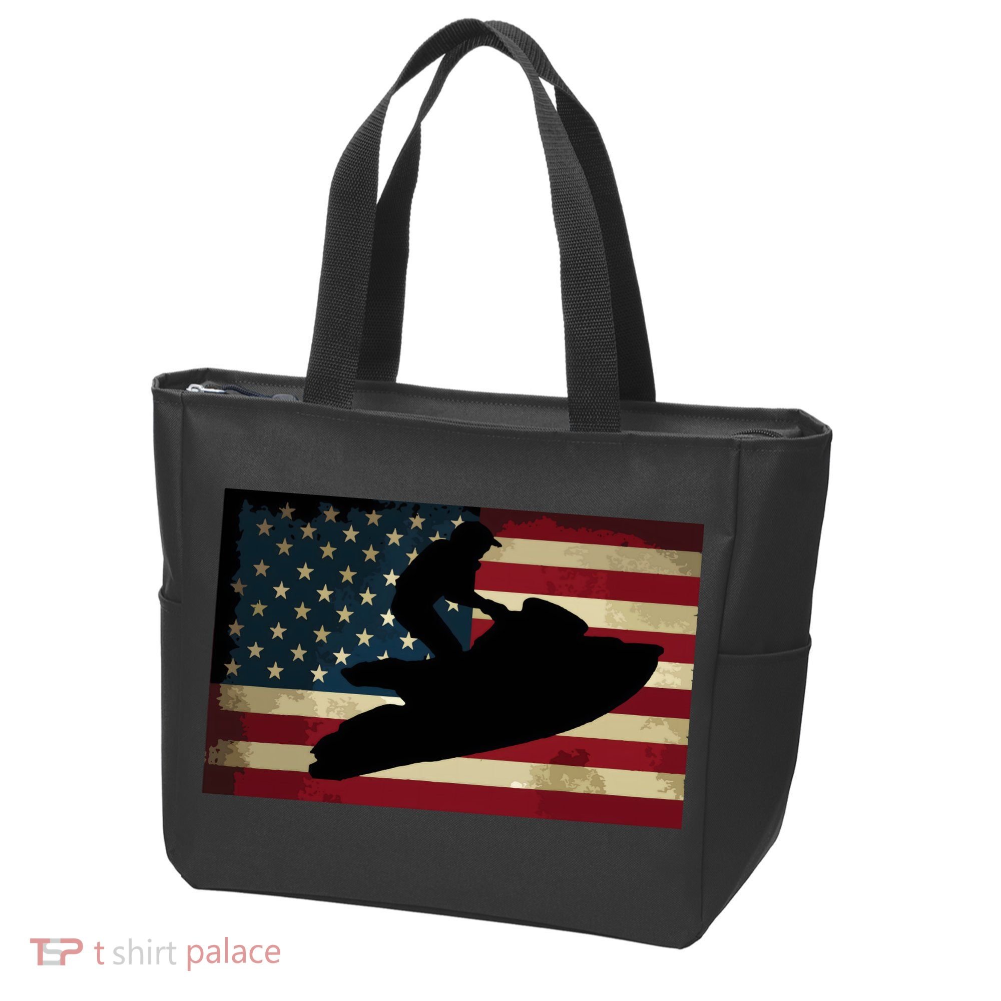 Jet Ski Jet Skier Tee Jet Skiing USA Flag Tote Bag