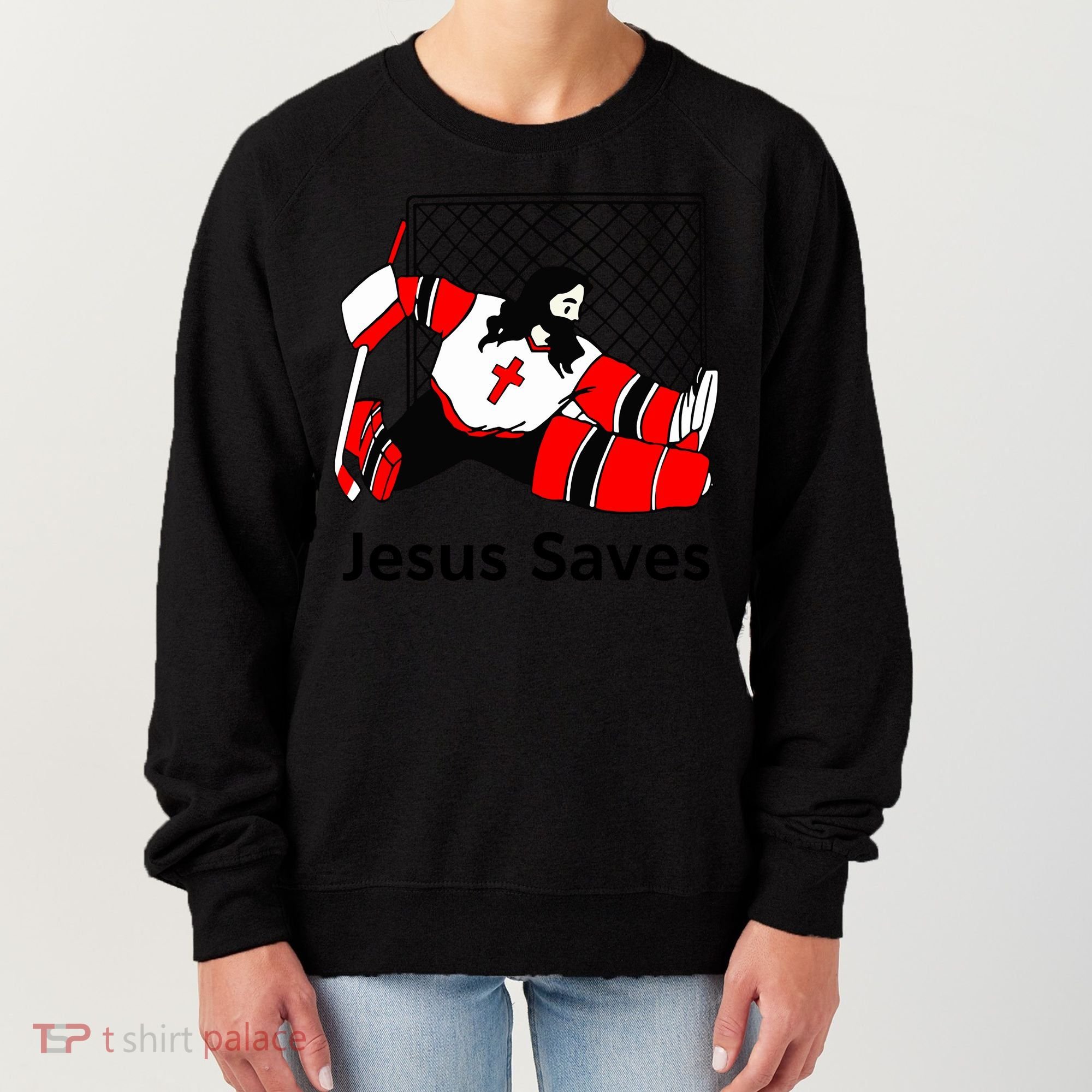 Jesus Saves Jesus Saved Hockey Funny Gift Women's Sweatshirt