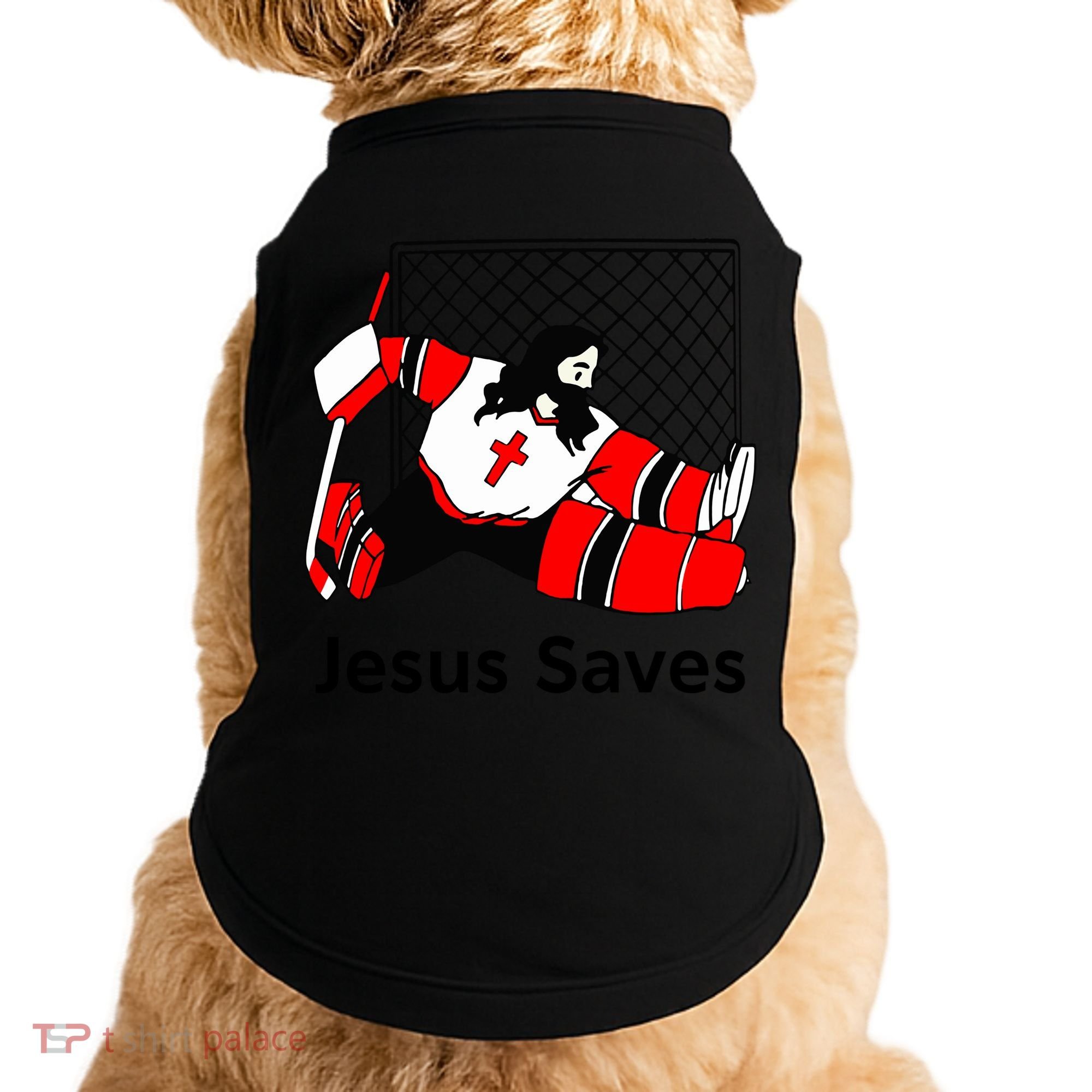 Jesus Saves Jesus Saved Hockey Funny Gift Doggie Tank