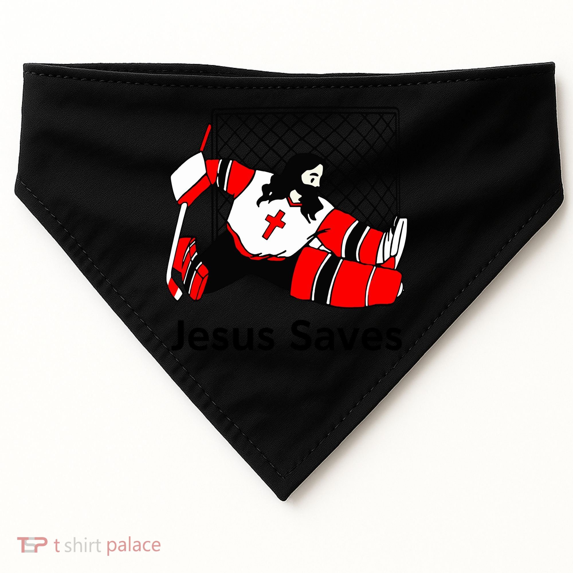 Jesus Saves Jesus Saved Hockey Funny Gift USA-Made Doggie Bandana