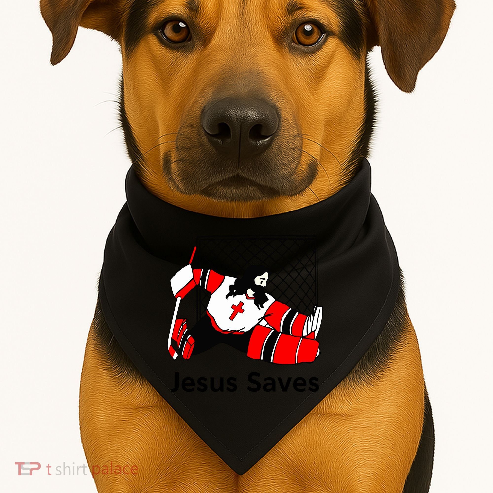 Jesus Saves Jesus Saved Hockey Funny Gift USA-Made Doggie Bandana
