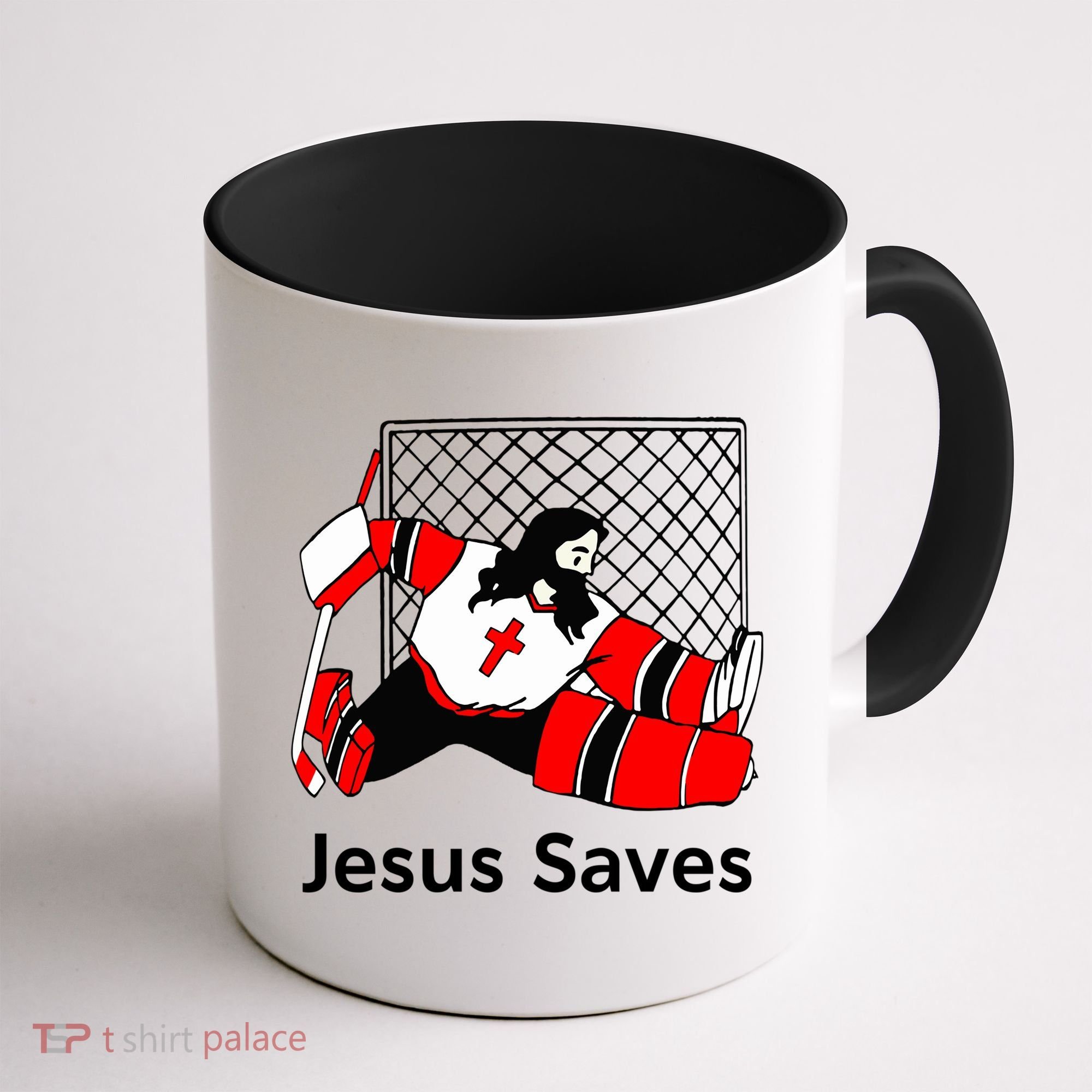 Jesus Saves Jesus Saved Hockey Funny Gift Coffee Mug