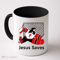 Jesus Saves Jesus Saved Hockey Funny Gift Coffee Mug thumb 0