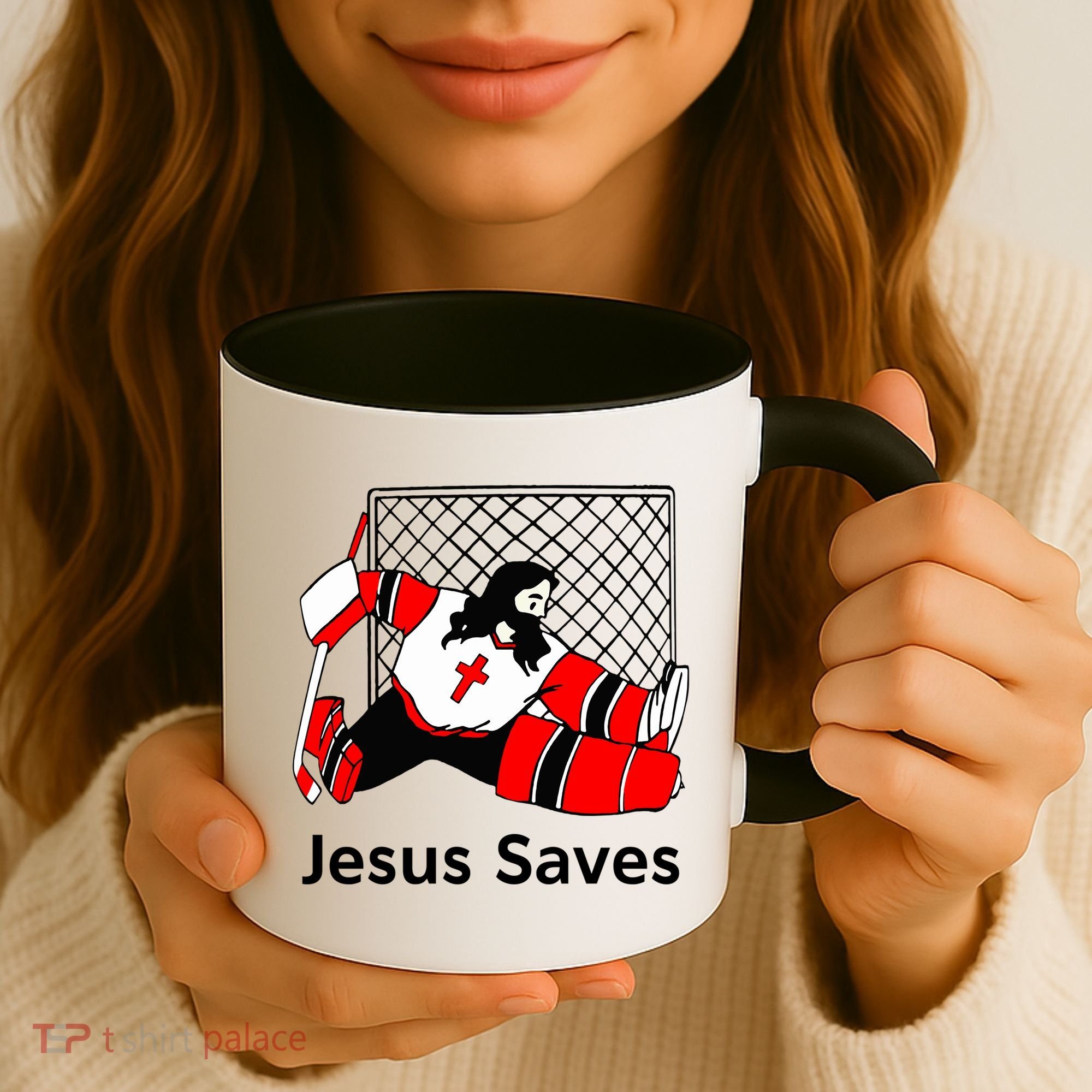 Jesus Saves Jesus Saved Hockey Funny Gift Coffee Mug