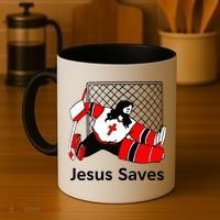 Jesus Saves Jesus Saved Hockey Funny Gift Coffee Mug thumb 4