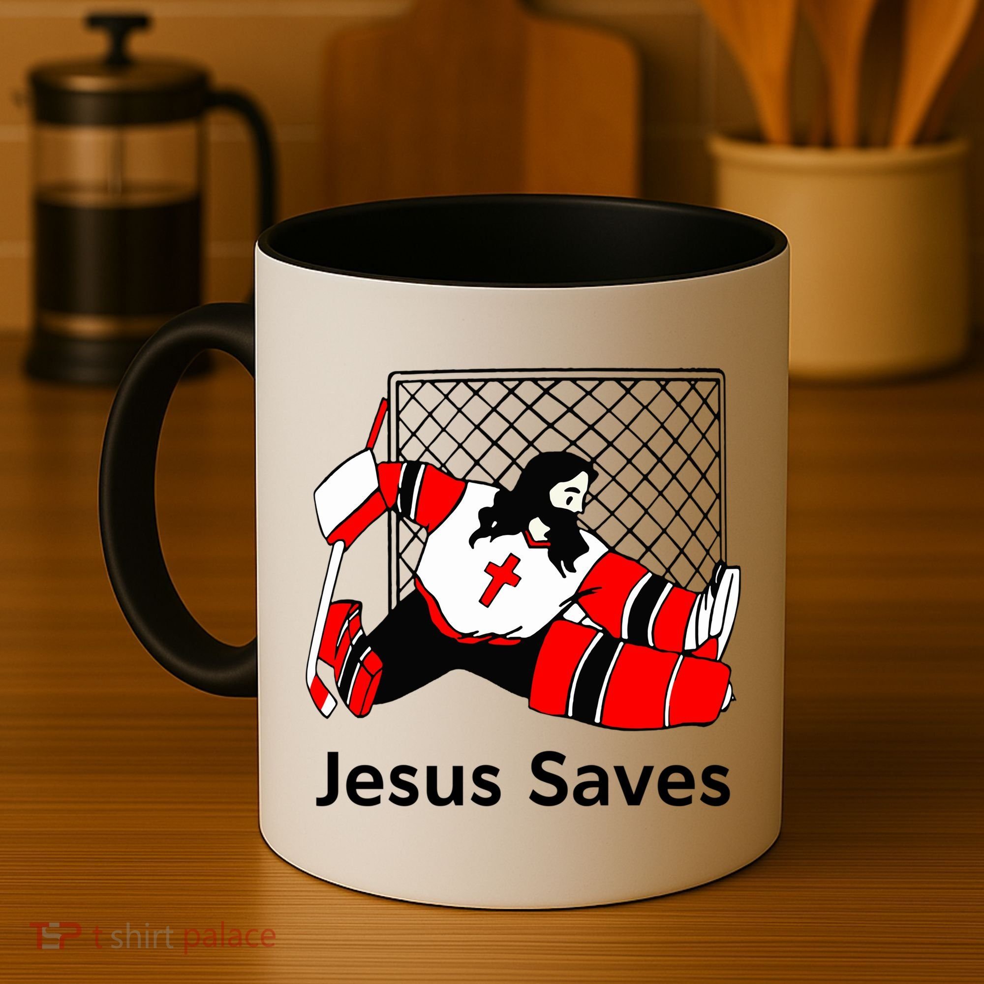 Jesus Saves Jesus Saved Hockey Funny Gift Coffee Mug
