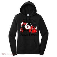 Jesus Saves Jesus Saved Hockey Funny Gift Women's Hoodie thumb 0