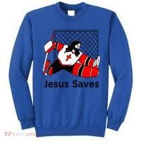 Jesus Saves Jesus Saved Hockey Funny Gift Sweatshirt thumb 0