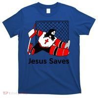 Jesus Saves Jesus Saved Hockey Funny Gift T-Shirt thumb 0
