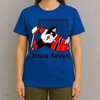 Jesus Saves Jesus Saved Hockey Funny Gift T-Shirt thumb 4