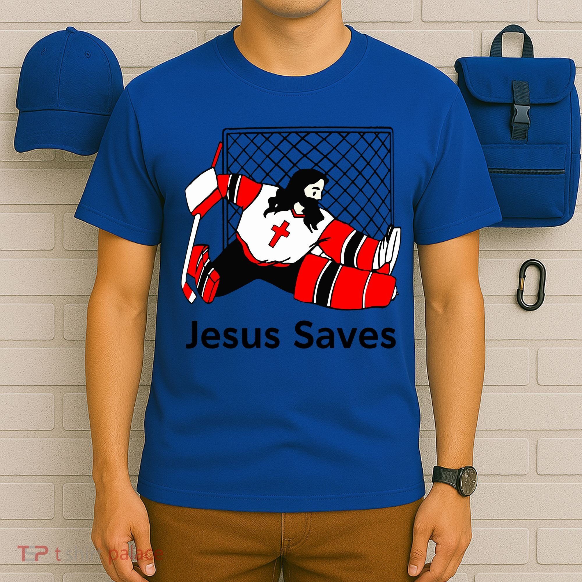 Jesus Saves Jesus Saved Hockey Funny Gift T-Shirt