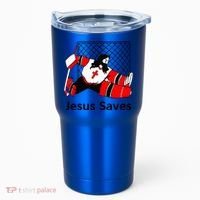Jesus Saves Jesus Saved Hockey Funny Gift Tumbler thumb 0
