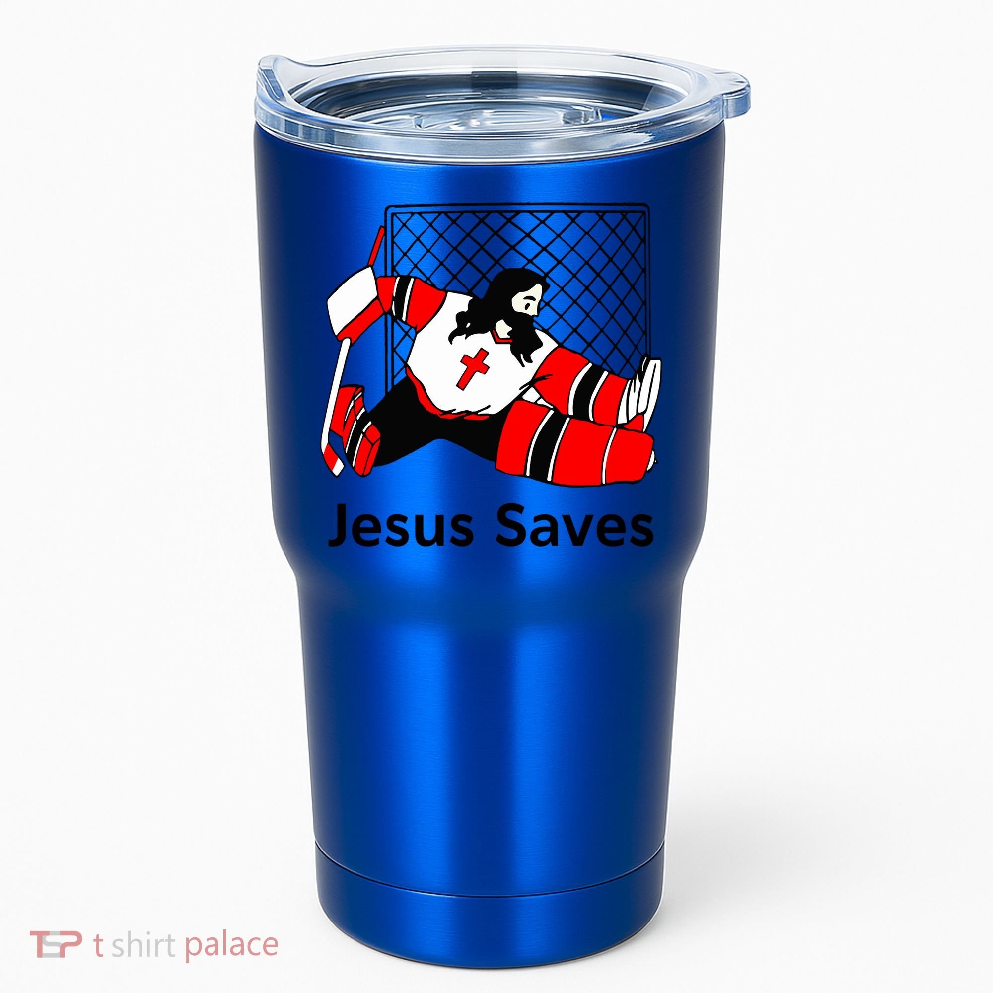 Jesus Saves Jesus Saved Hockey Funny Gift Tumbler