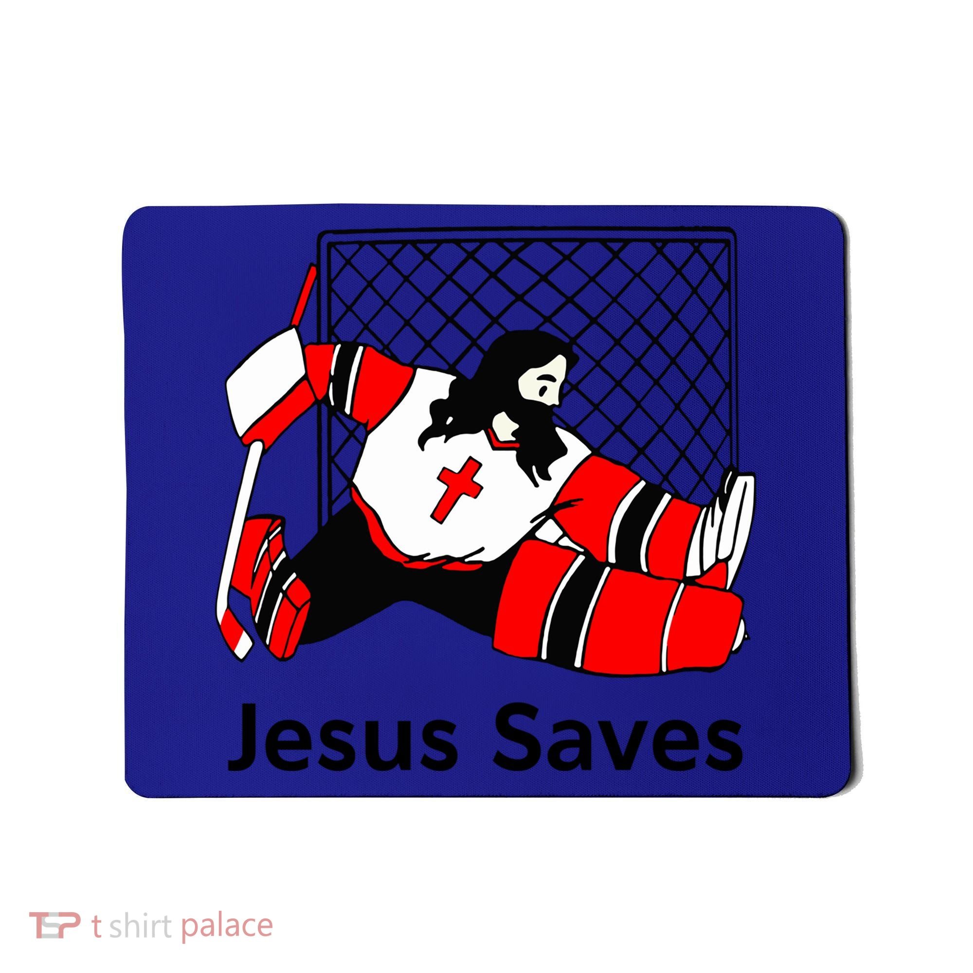 Jesus Saves Jesus Saved Hockey Funny Gift Mousepad