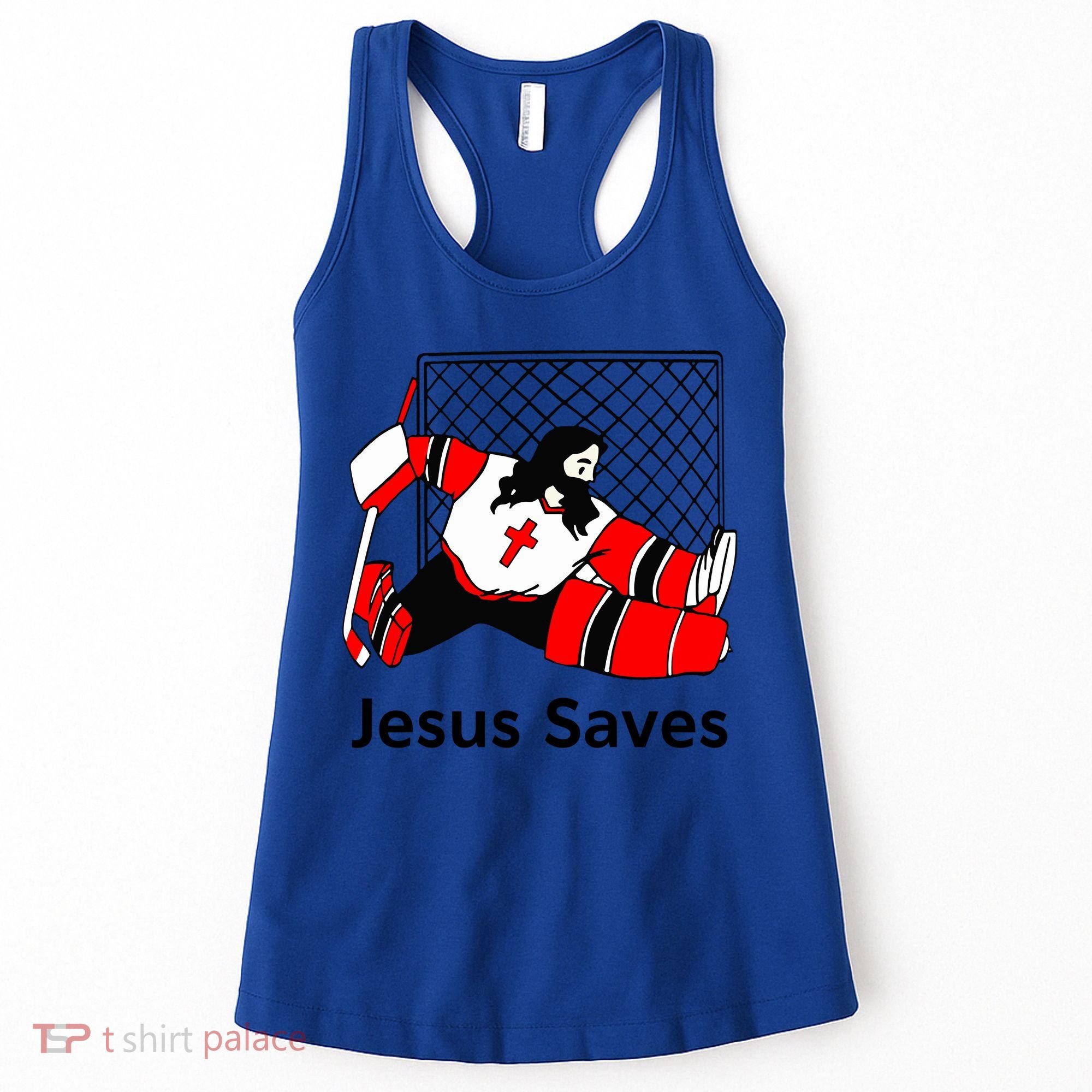 Jesus Saves Jesus Saved Hockey Funny Gift Women's Tank Top